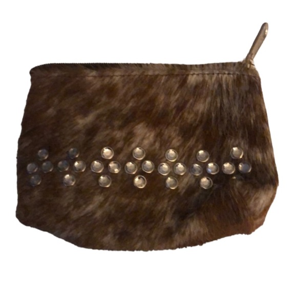 Raviana genuine calf leather zip pouch w/ rhinestone’s made in Texas - Picture 1 of 6